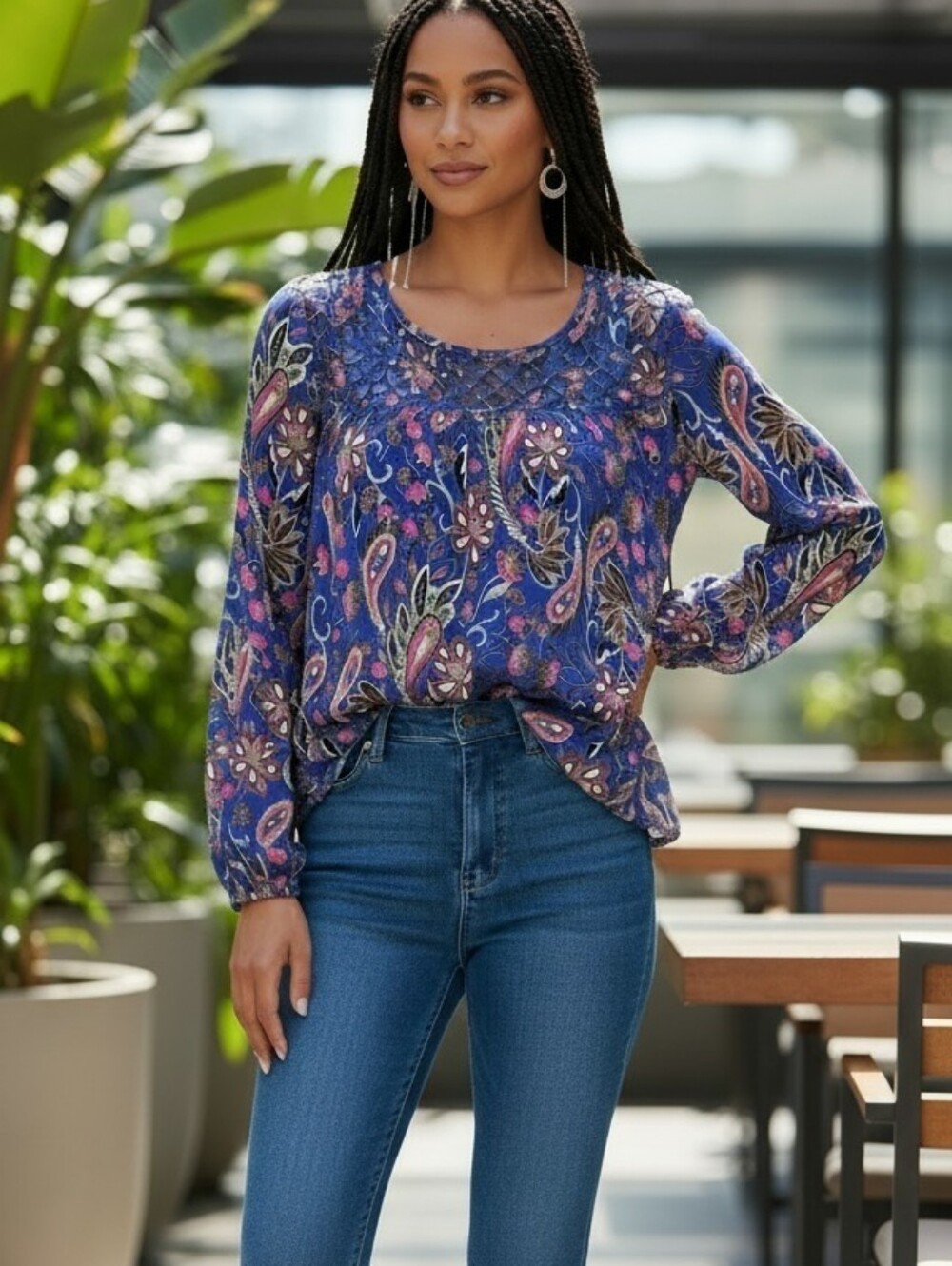 Sundance Catalog Paisley Silk and Cotton Blouse